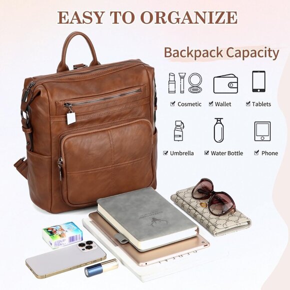 Women’s Vegan Leather Backpack Purse Convertible Fashion Travel Work Bag